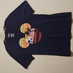 Disney Mickey shaped sunset graphic tee Lg short sleeve blue Tropical Multicolor